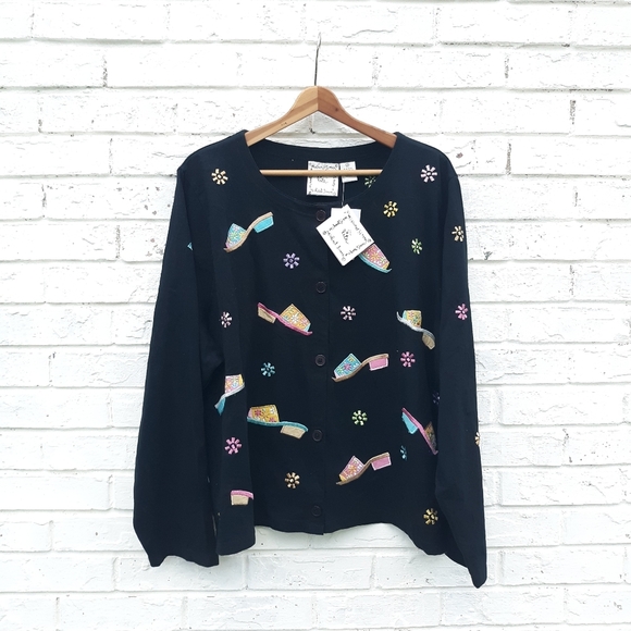 NWT Michael Simon Lite Cardigan Shoe Print - Picture 1 of 8